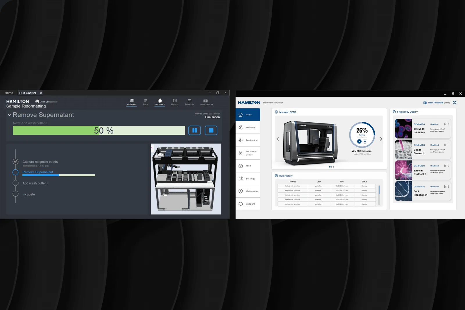 Hamilton interface before the design system — inconsistent legacy UI