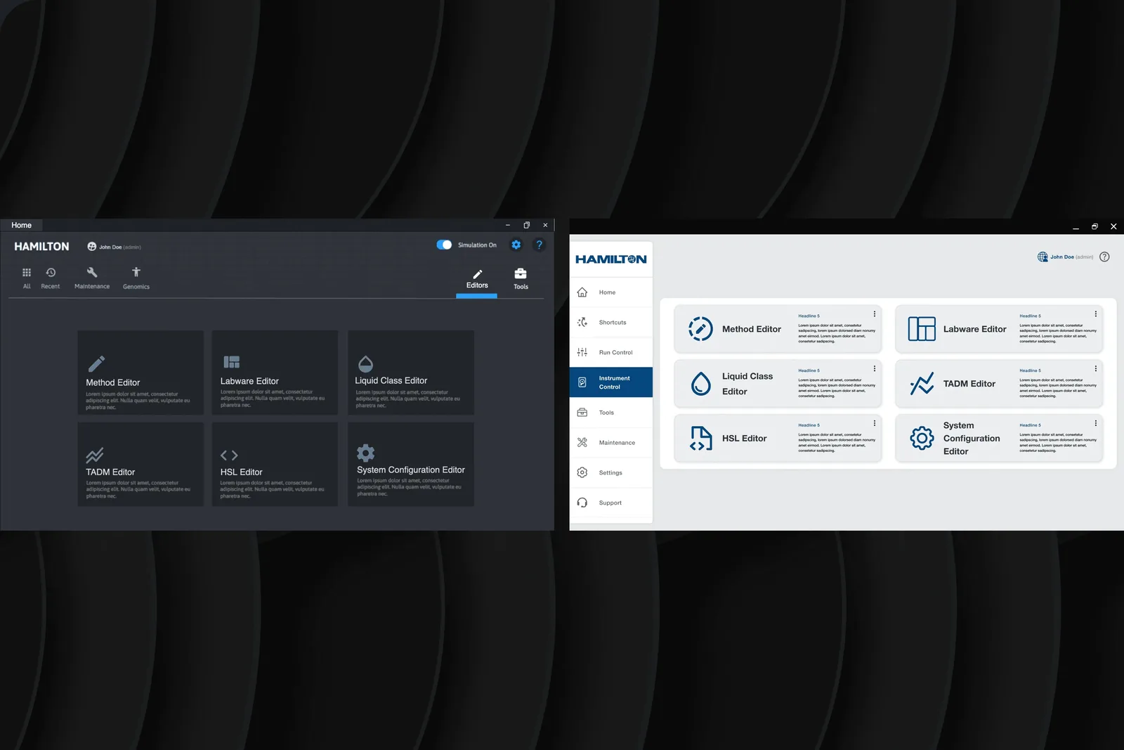 Hamilton secondary interface before the design system