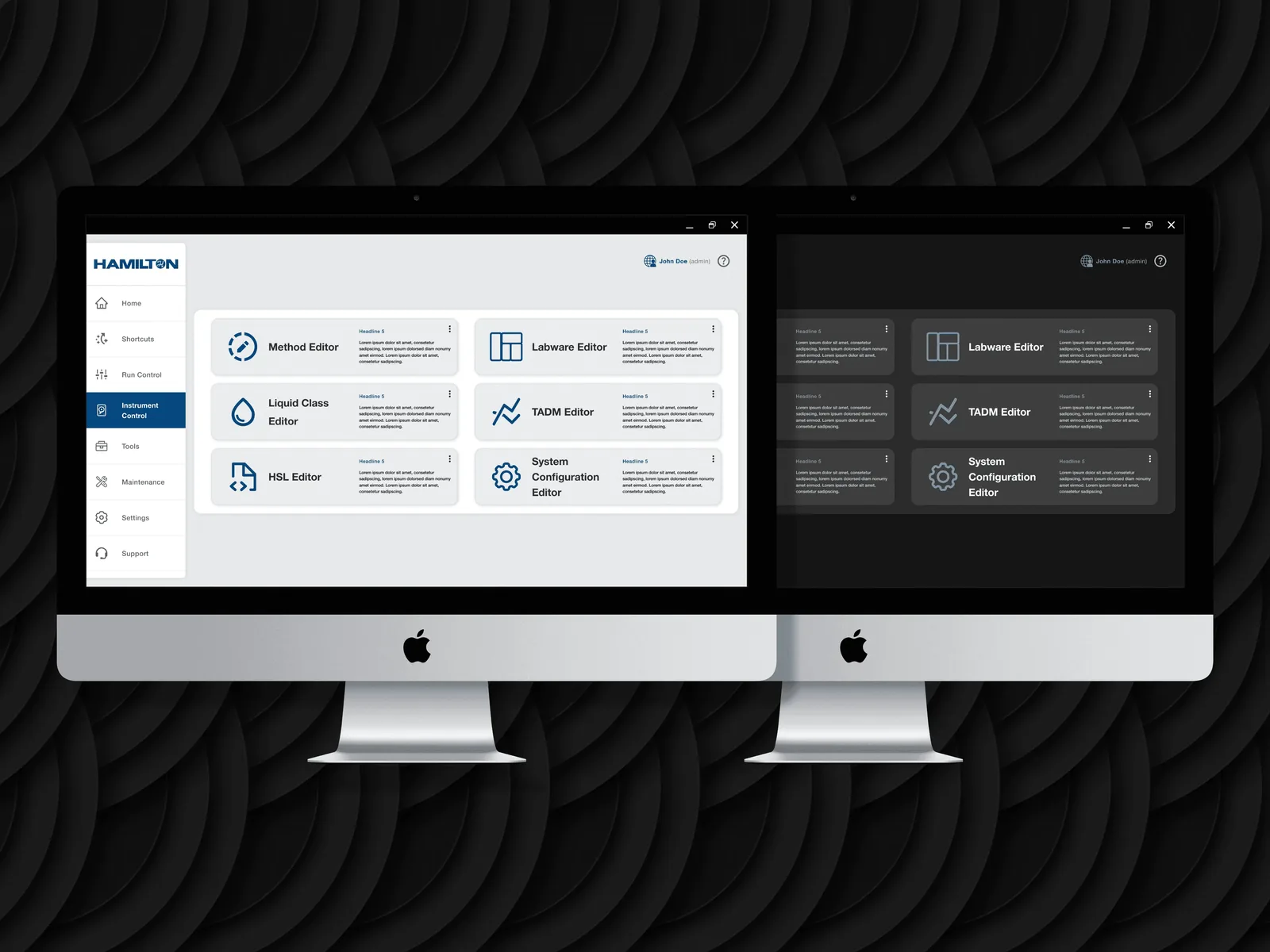 Hamilton design system — dark theme dashboard at maximum data density