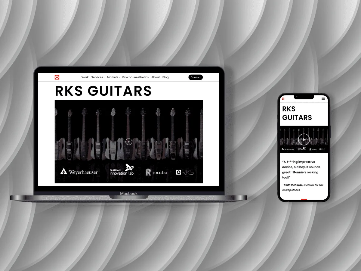 RKS Design website rebuild — the redesigned site shown in context